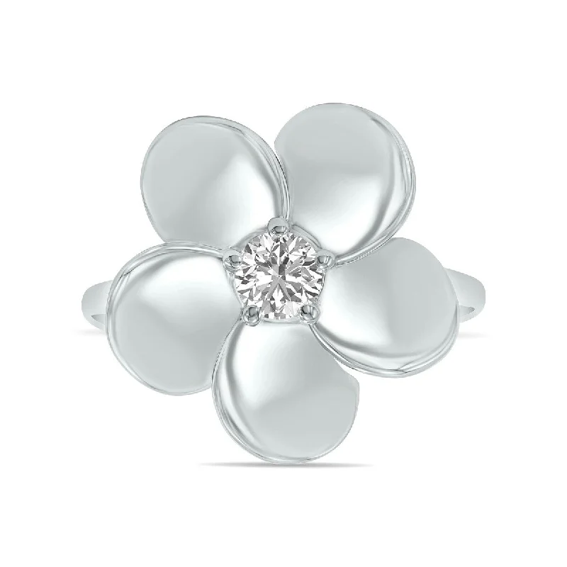 Open-cloud ring-Marquee 1/3 CTW Lab Grown Diamond Flower Ring in 10K White Gold (F-G Color, VS1- VS2 Clarity)