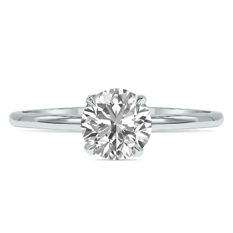 Rough-edge ring-Marquee Lab Grown 2 Carat Diamond Solitaire Ring in 14K White Gold (F-G Color, VVS1-VVS2 Clarity)