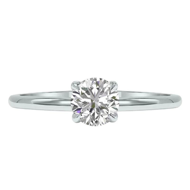 Deep-set ring-Marquee Lab Grown 3/4 Carat Diamond Solitaire Ring in 14K White Gold (F-G Color, VVS1-VVS2 Clarity)