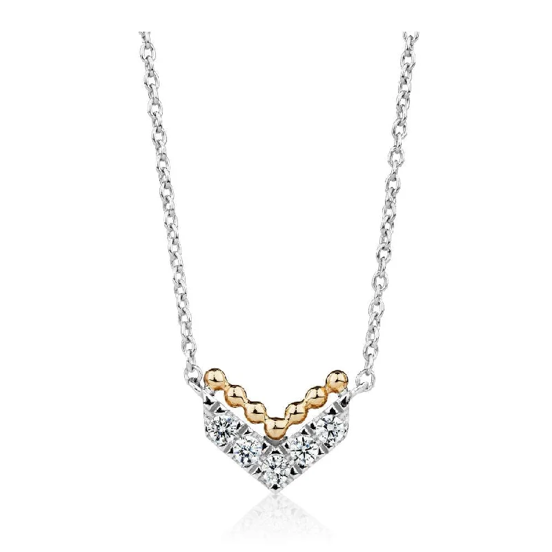 Elevated tier necklace-Necklace in 10 carat yellow gold and sterling silver