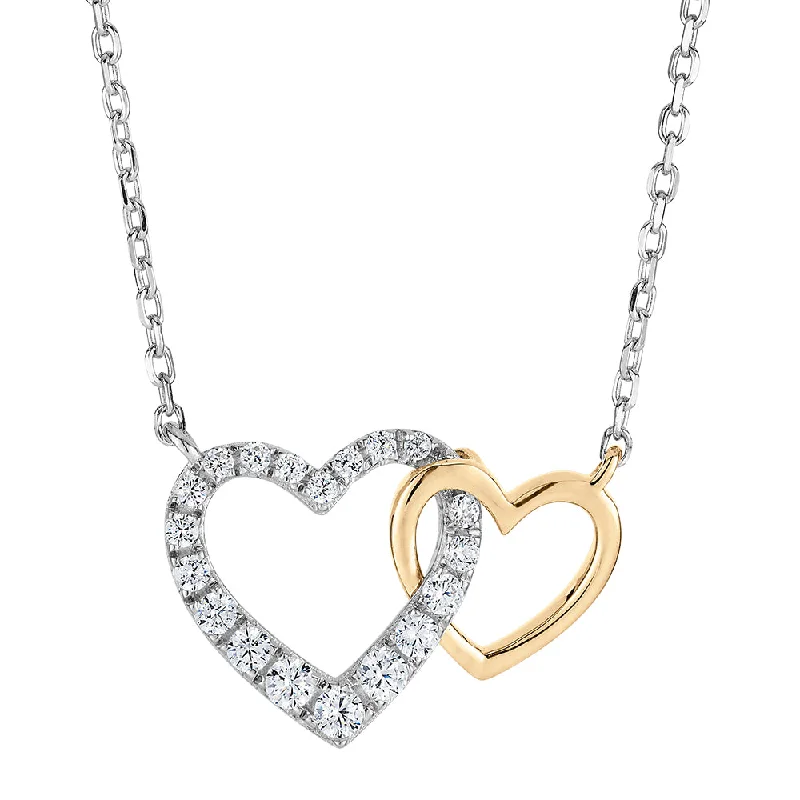 Ridge motif necklace-Necklace with 0.22 carats* of diamond simulants in 10 carat yellow gold and sterling silver