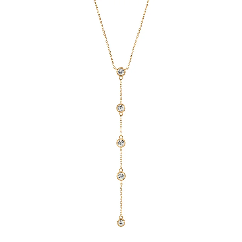 Natural stone necklace-Necklace with 0.5 carats* of diamond simulants in 10 carat yellow gold