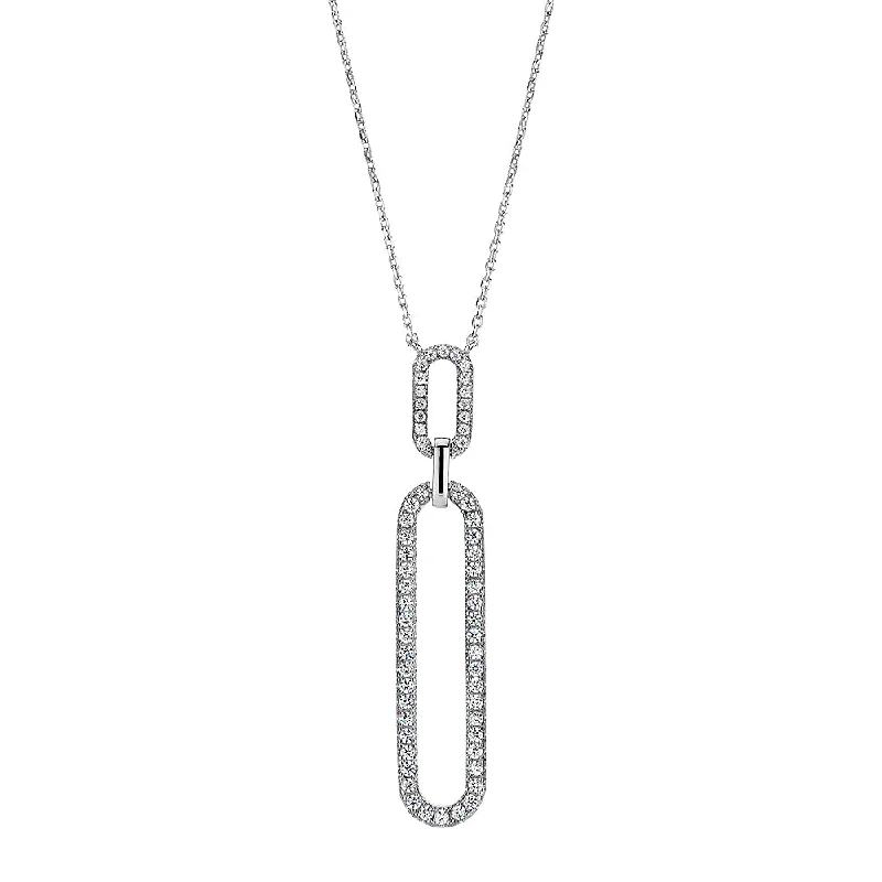 Light-etched necklace-Necklace with 0.51 carats* of diamond simulants in sterling silver