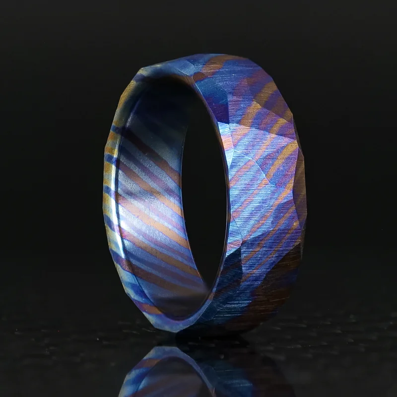 Curving pattern ring-Obsidian Timascus Ring