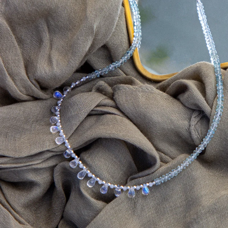 Slim diamond necklace-Ocean Tears Signature Necklace