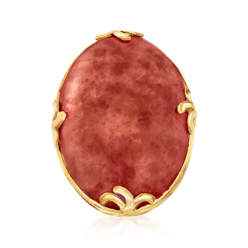 Drifting diamond ring-Ross-Simons Red Jade Ring in 18kt Gold Over Sterling