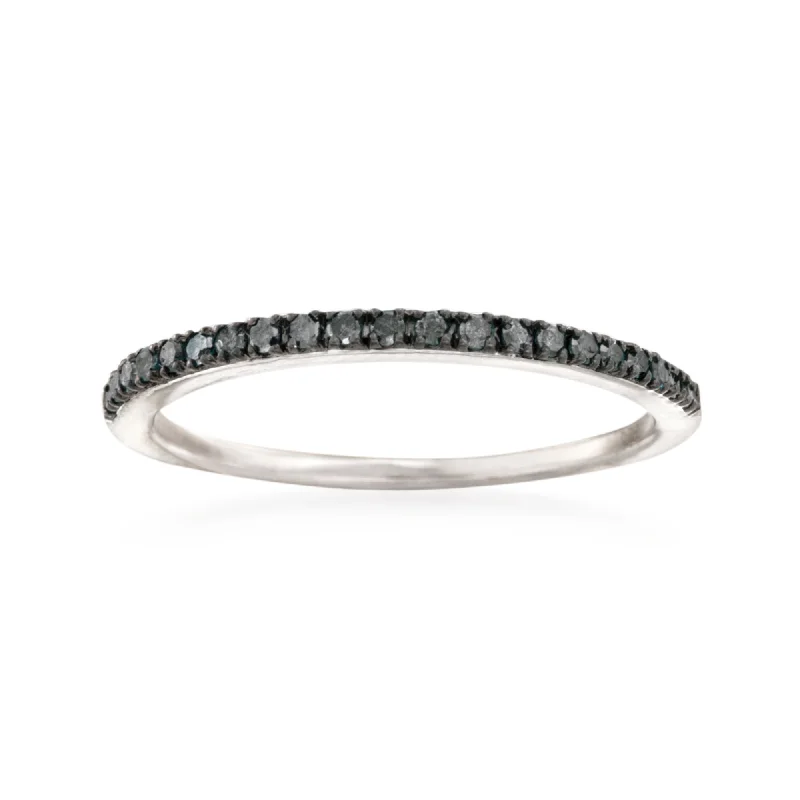 Textured iron ring-Ross-Simons Black Diamond Anniversary Ring in Sterling Silver