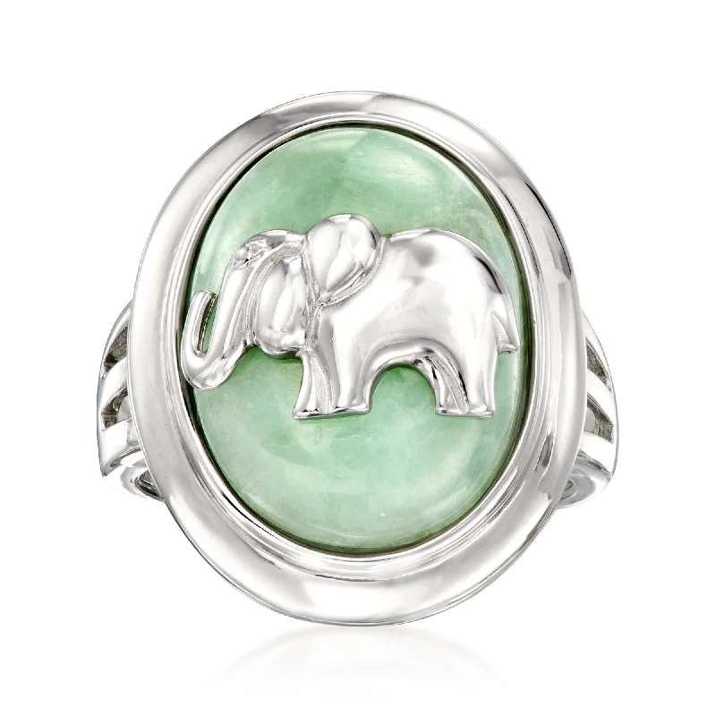 Bright diamond ring-Ross-Simons Jade Elephant Ring in Sterling Silver