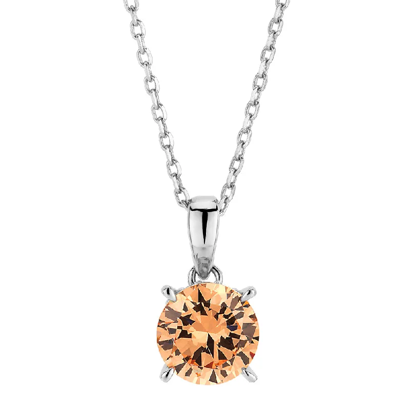 Deep-set necklace-Round Brilliant solitaire necklace with 1.34 carats* of diamond simulants in sterling silver