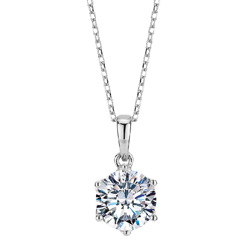 Rich moonstone necklace-Round Brilliant solitaire pendant with 1.28 carat* diamond simulant in 10 carat white gold