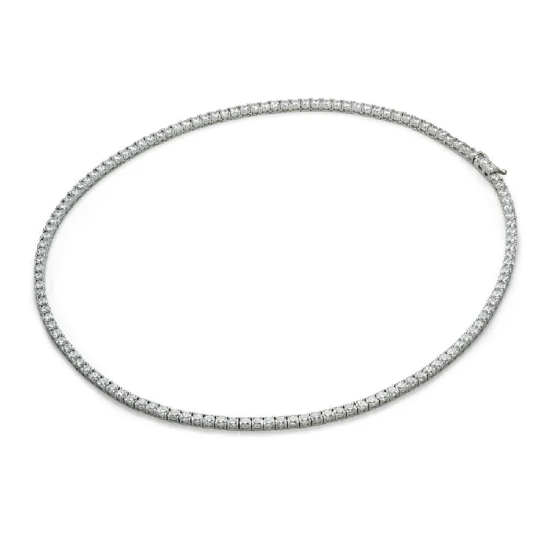 Smooth aluminum necklace-Round Brilliant tennis necklace with 19.72 carats* of diamond simulants in 10 carat white gold