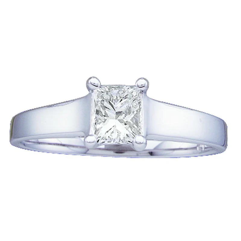 Coarse sapphire ring-Royale 3/8 CTW Princess Cut Diamond Solitaire Ring in 14KT White Gold