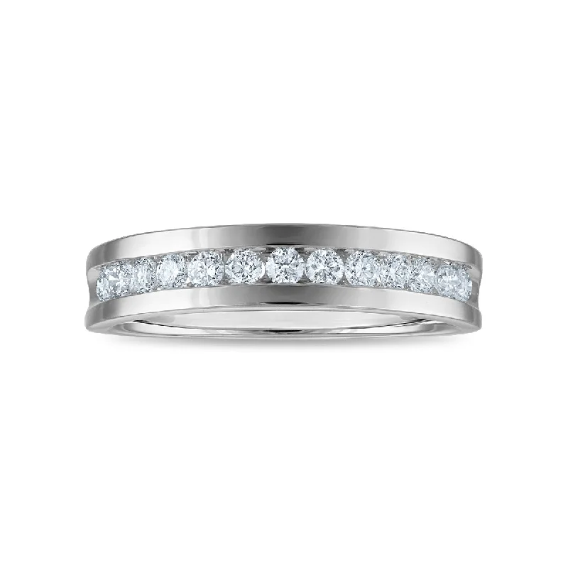 Diffracted crystal ring-Signature EcoLove 1/2 CTW Lab Grown Diamond Wedding Ring in 14KT White Gold