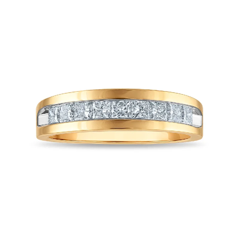 Mottled finish ring-Signature EcoLove 1 CTW Lab Grown Diamond Set Ring in 14KT Yellow Gold