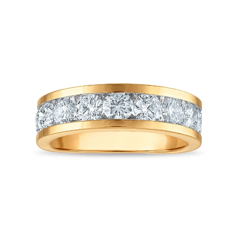 Worn-edge ring-Signature EcoLove 3 CTW Lab Grown Diamond Wedding Ring in 14KT Yellow Gold