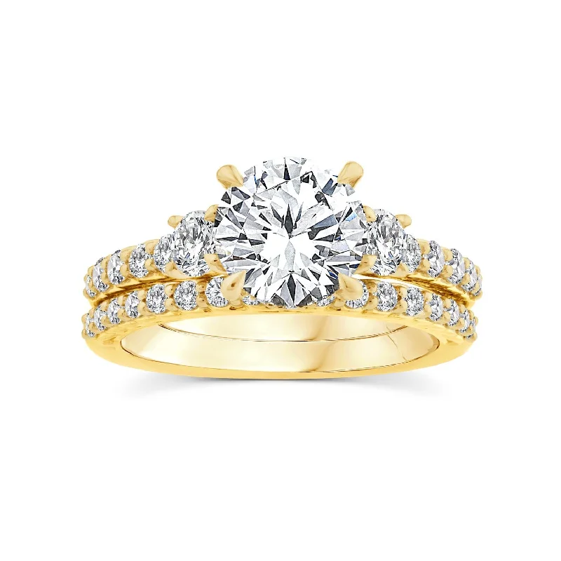 Curving pattern ring-Signature EcoLove Diamond Dreams 3 CTW Lab Grown Diamond Bridal Set in 14KT Yellow Gold