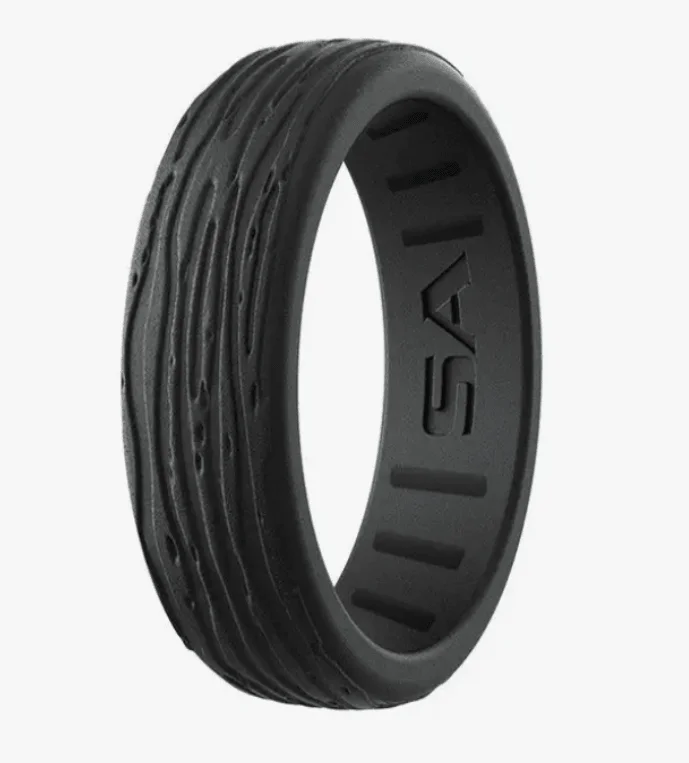 Dual-stone ring-Silicone Men's Ring Tread Pattern in Black