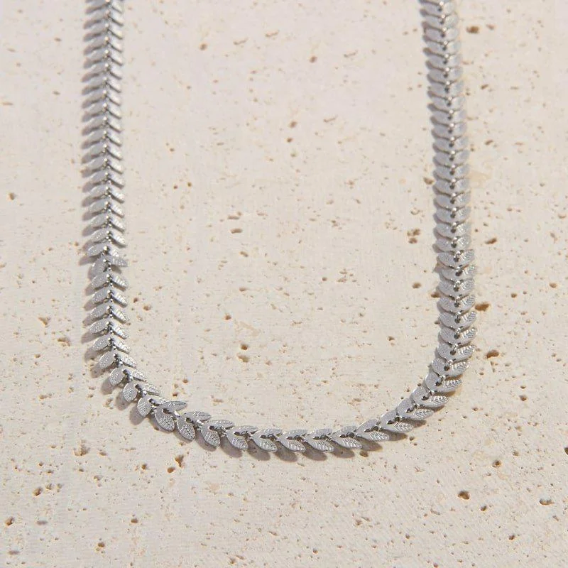 Tapered gem necklace-Silver Antonella Necklace