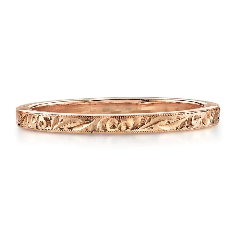 Shimmering quartz ring-Single Stone 18K Rose Gold Large Hazel Band