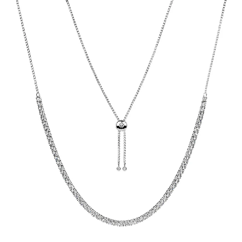 Eight-gem necklace-Slider necklace with 6.71 carats* of diamond simulants in sterling silver