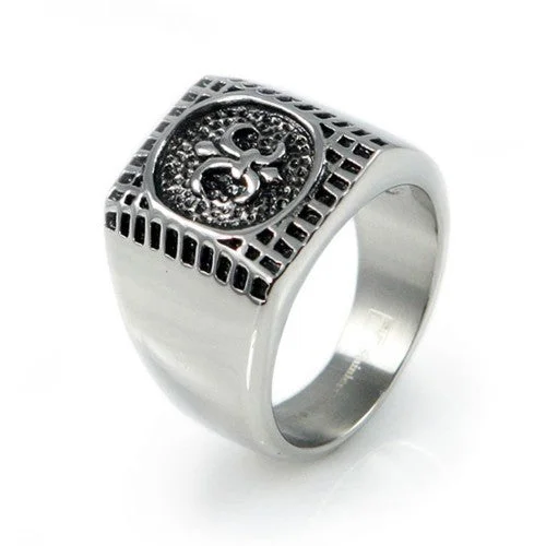 Flower-bud ring-Stainless Steel Fleur De Lis Ring -18mm