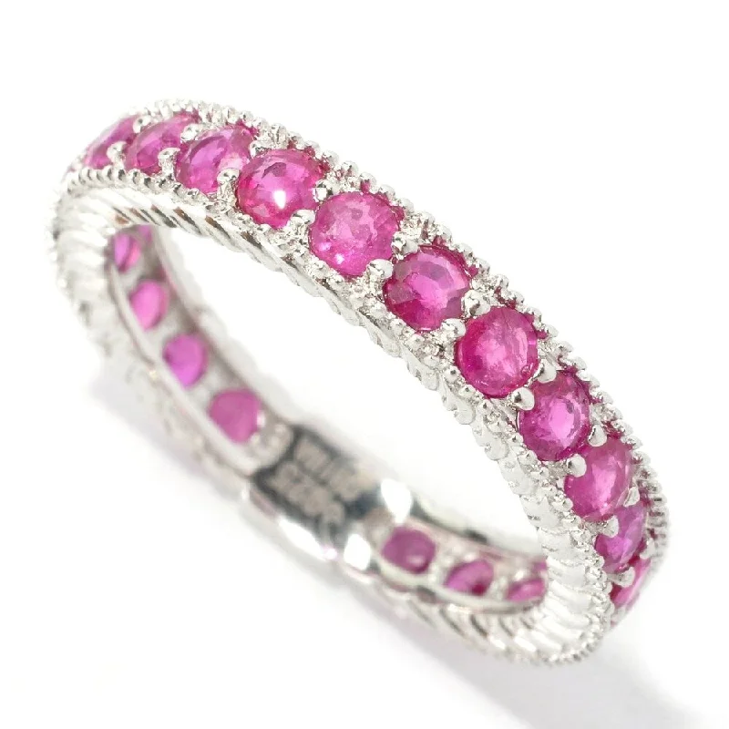 Satin iron ring-Sterling Silver 1.76Ctw Ruby Eternity Band Ring Size - 6