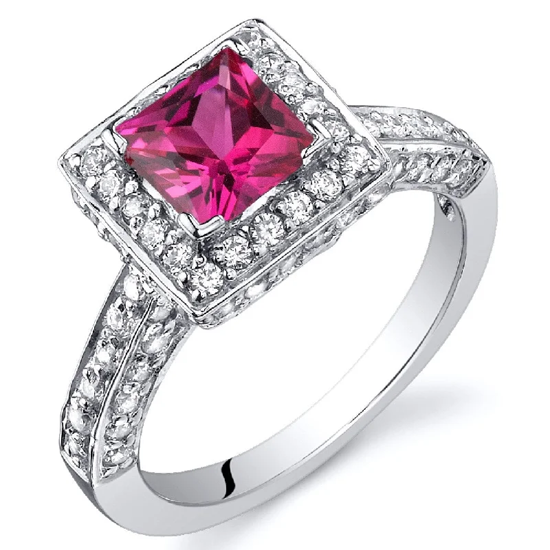 Delicate weave ring-Sterling Silver 1 ct Created Ruby Engagement Ring