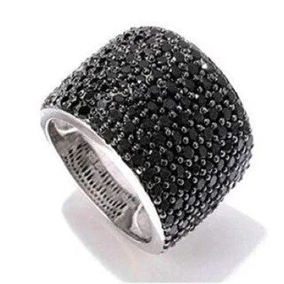 Untamed pearl ring-Sterling Silver 4 1/10ct Black Spinel Cluster Band