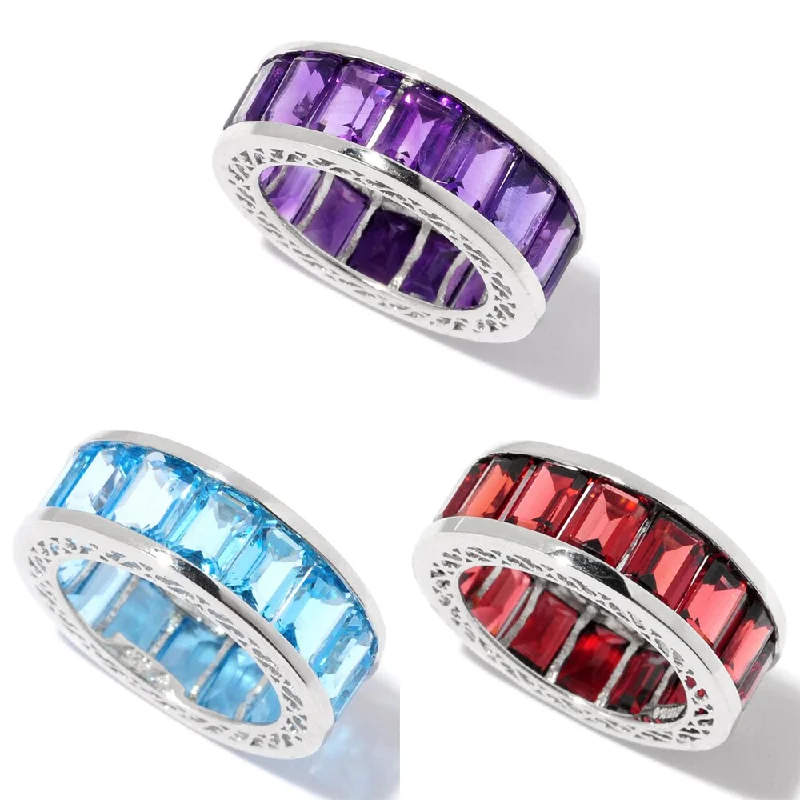 Galactic design ring-Sterling Silver Gemstone Eternity Band Ring