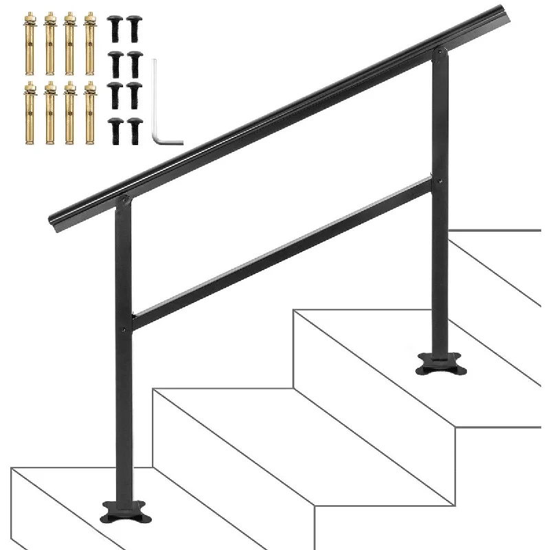 Raw garnet ring-VEVOR Outdoor Handrail Fits 3-4 Steps Handrail Stair Railing Stair Hand rail - 47.6" x 35.2"