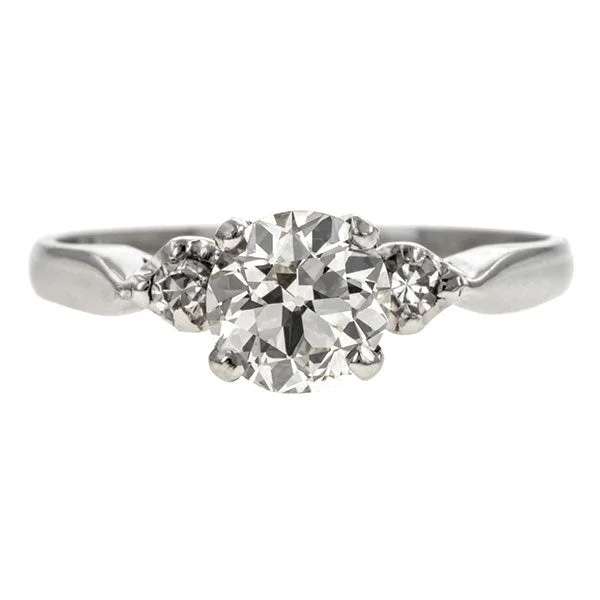 Light silver ring-Vintage Engagement Ring, Circular Brilliant 0.86ct.