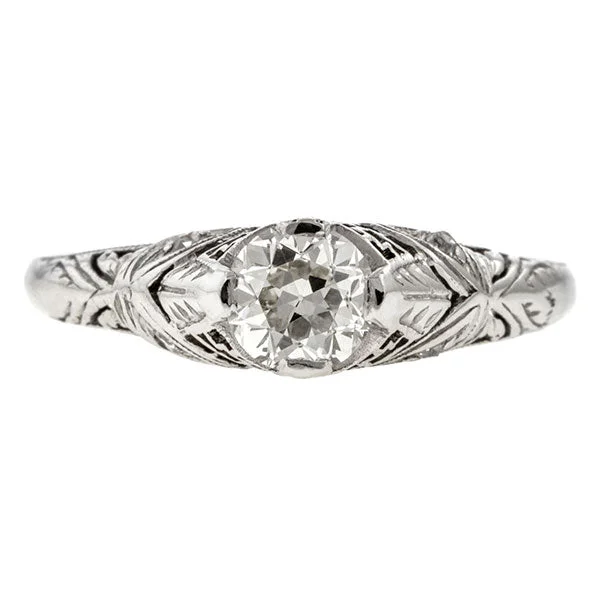 Wide-tier ring-Art Deco Engagement Ring, Old European 0.57ct.