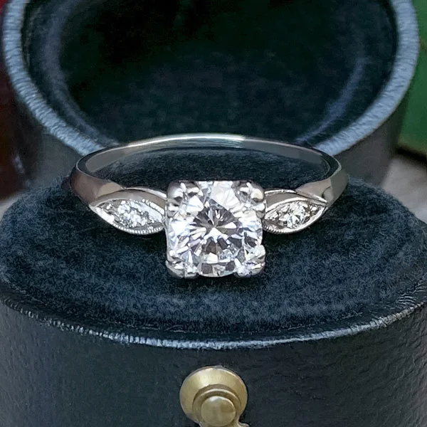 Bold granite ring-Vintage Engagement Ring, RBC 0.75ct.