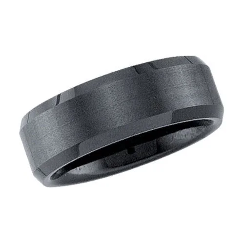 Shimmering quartz ring-8MM Wedding Ring in Black Tungsten