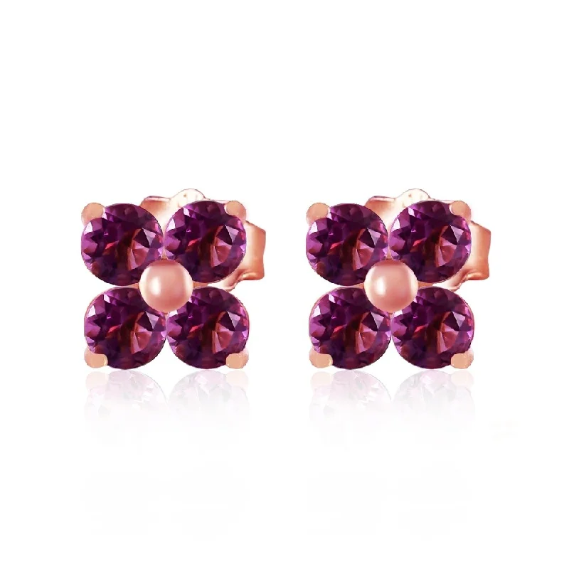 Sparkling crystal earrings-1.15 Carat 14K Solid Rose Gold Diana Amethyst Stud Earrings