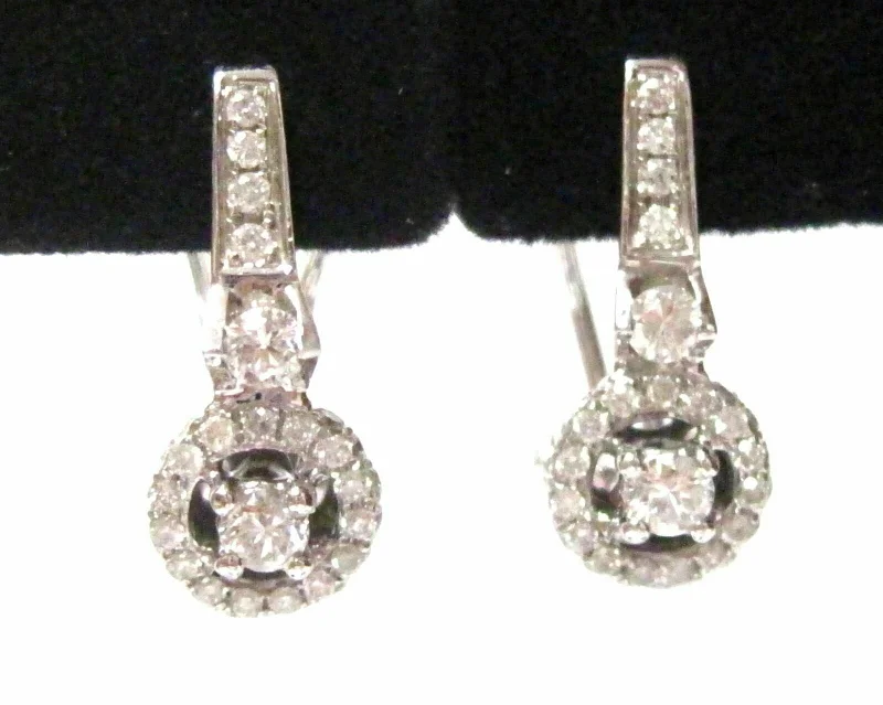 Coarse stone earrings-1.28 TCW Round Brilliant Cut Diamonds Huggie Earrings G-H SI-1 14k White Gold