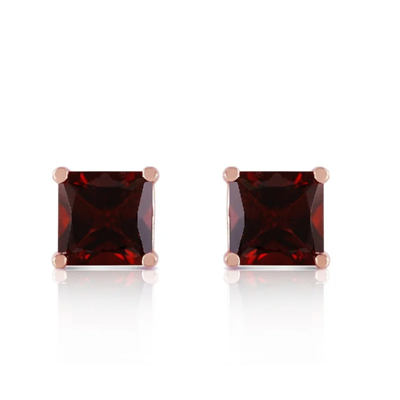 Open coil earrings-1.75 Carat 14K Solid Gold Sparkle Garnet Stud Gemstone Earrings