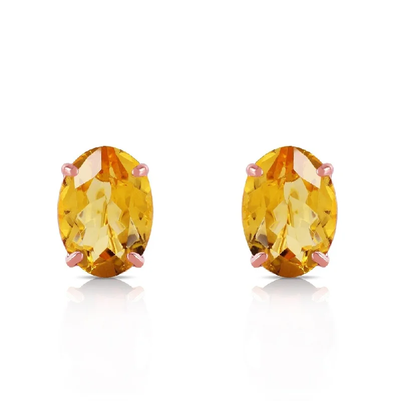 Vivid kyanite earrings-1.8 Carat 14K Solid Rose Gold Panache Citrine Stud Earrings