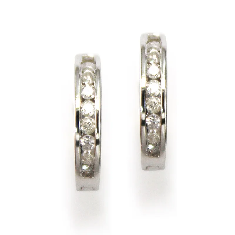 Packed sapphire earrings-10k White Gold 1/4ct TDW Diamond Hoop Earrings (K-L, I3)