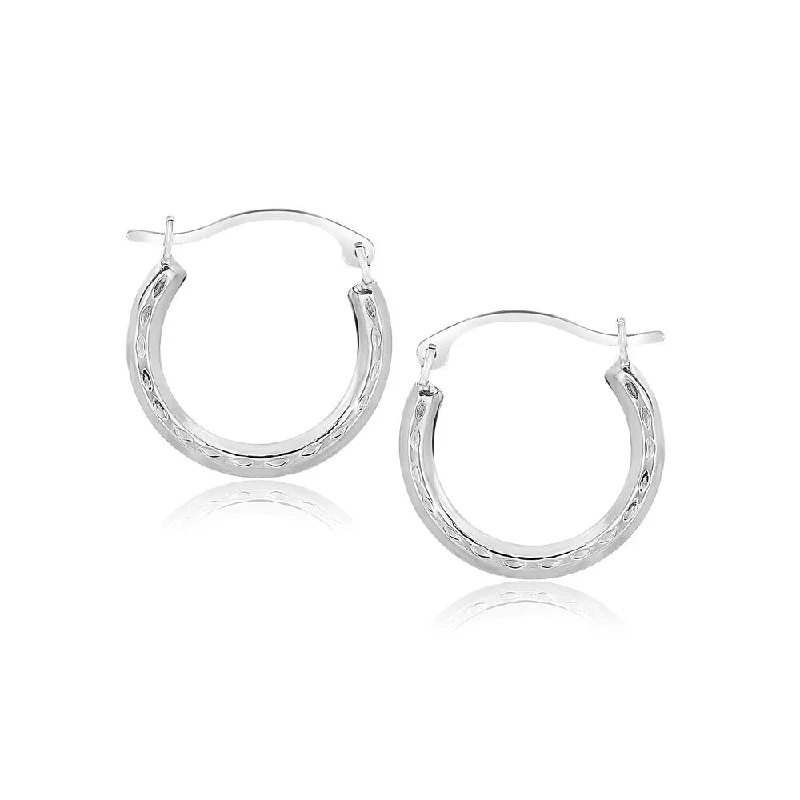 Drifting diamond earrings-10k White Gold Fancy Hoop Earrings