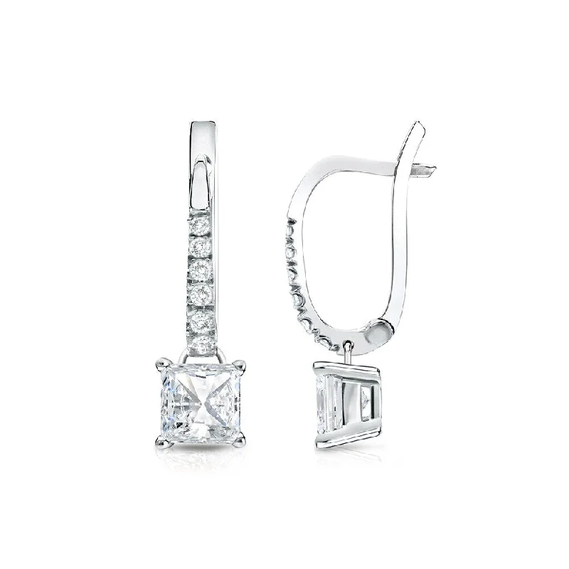 Bright diamond earrings-14k Gold 3/4ct TDW Princess Cut Diamond Dangle Earrings by Auriya (H-I, SI1-SI2)