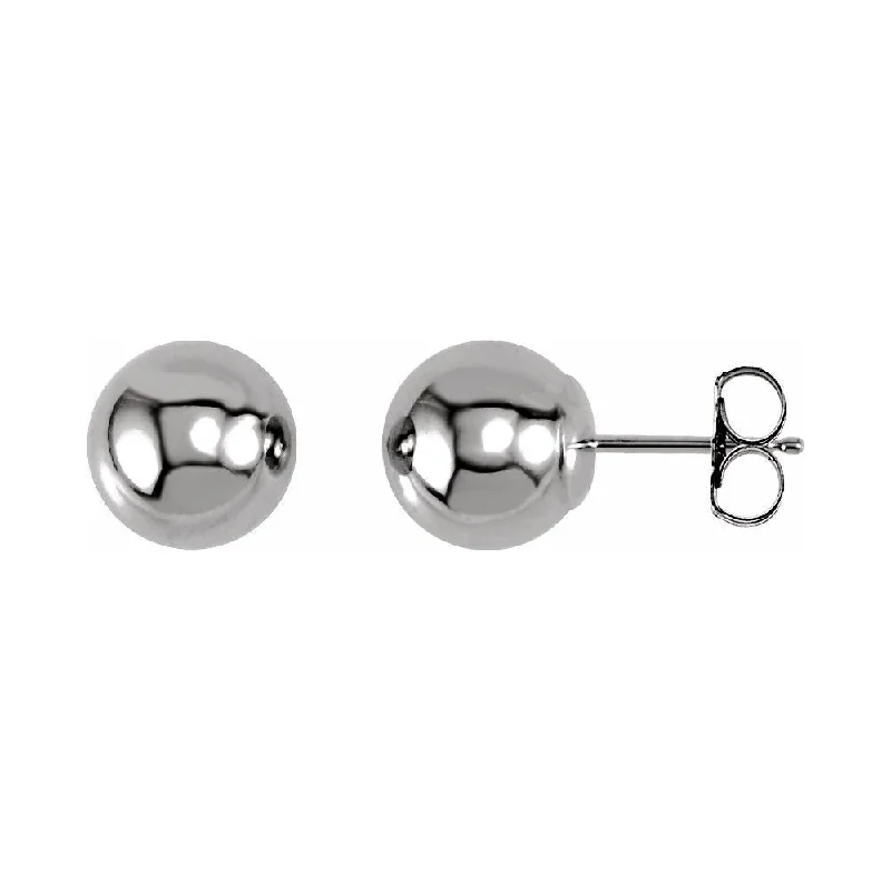 Open coil earrings-14k White Gold 8 mm Ball Stud Earring for Women