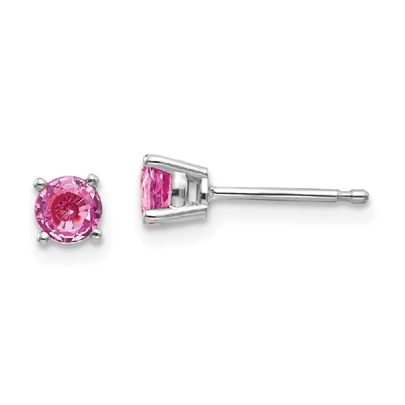 Sparkling crystal earrings-14k White Gold Pink Gemstone Stud Earrings (L-4 mm, W-4 mm)