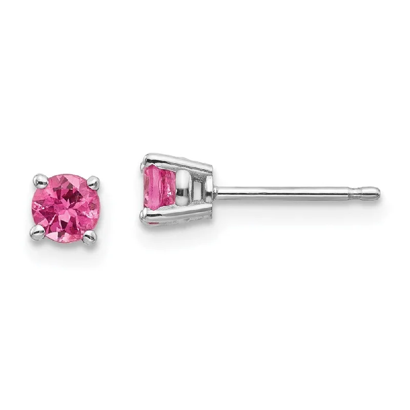 Untamed pearl earrings-14k White Gold Pink Spinel Stud Earrings (L-4 mm, W-4 mm)