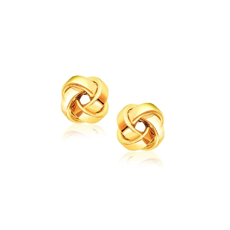 Triple-heart earrings-14k Yellow Gold Classic Love Knot Stud Earrings