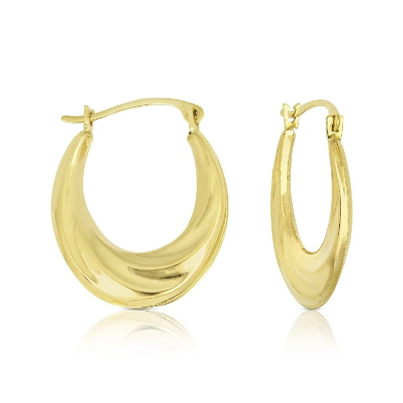 Framed hoop earrings-14k Yellow Gold Graduated Oval Hoop Earrings