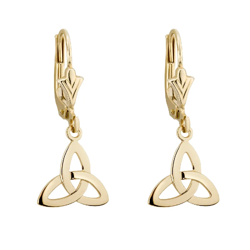 Divided hoop earrings-18K Gold Trinity Knot Drop Earrings