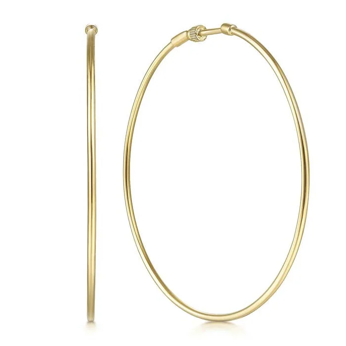 Sparkling crystal earrings-Gabriel & Co. 60mm Round Classic Hoop Earrings in 14K Yellow Gold