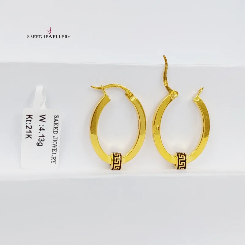 Ethnic grooved earrings-Enameled Hoop Earrings