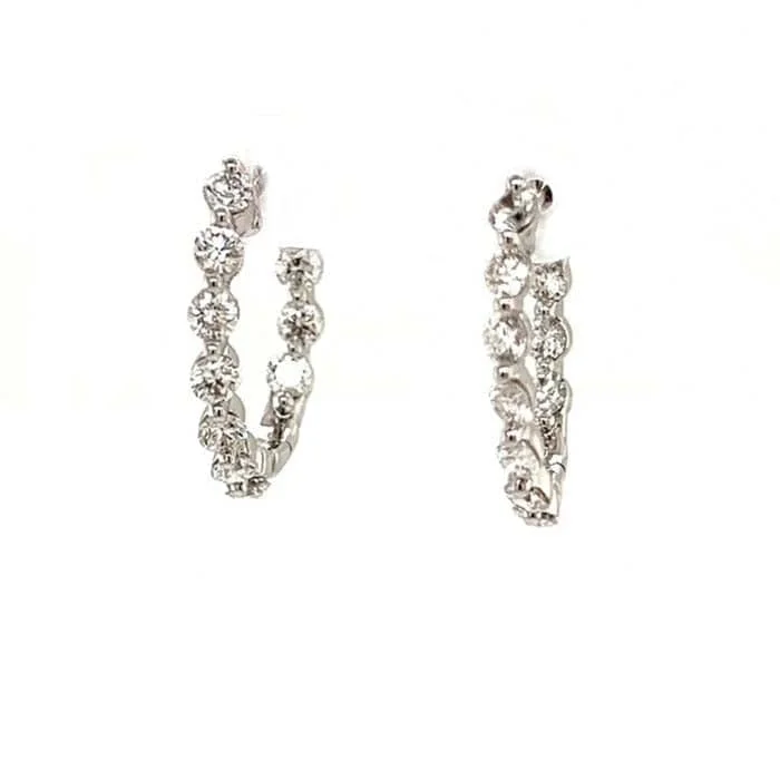 Open-cloud earrings-Mountz Collection Elongaged Oval Inside-Outside Hoops in 14K White Gold